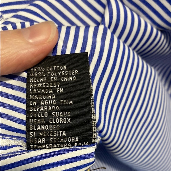 Unique Spectrum Classic Blue and White Striped Shirt Sunflowers Embroidery - Picture 9 of 9